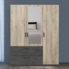 Roupeiro READY 2 com 3 portas de bater, 2 gavetas e espelho (133,5x191,5x51,4)