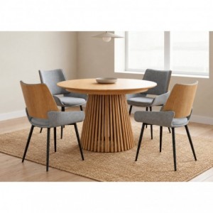 Pack Mesa de Jantar Redonda Extensível Jasper + 4 Cadeiras de Sala Jasper