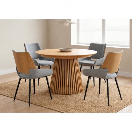 Pack Mesa de Jantar Redonda Extensível Jasper + 4 Cadeiras de Sala Jasper