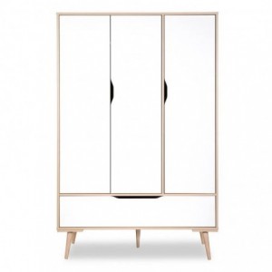 Roupeiro SOFIE com 3 portas de bater e 1 gaveta (117x180x50)