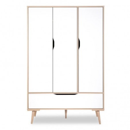 Roupeiro SOFIE com 3 portas de bater e 1 gaveta (117x180x50)