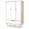 Roupeiro SOFIE com 3 portas de bater e 1 gaveta (117x180x50)