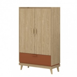 Roupeiro SCANDI com 2 portas de bater e 1 gaveta (90x150x40)