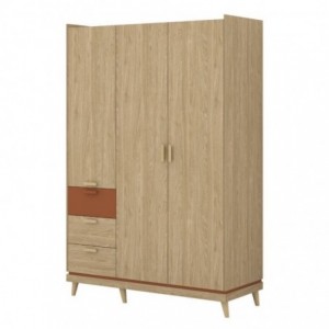 Roupeiro SCANDI com 3 portas de bater e 3 gavetas (144x215x57)