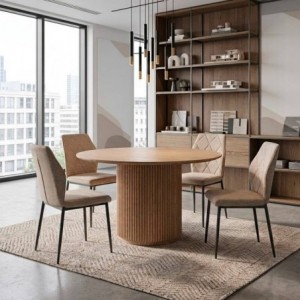 Pack Mesa de Jantar Seta + 4 Cadeiras Preston (Bege)