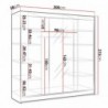 Roupeiro DERBY I com 3 portas de correr e espelho (200x215x58)