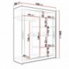 Roupeiro WESTA XI com 2 portas de correr, espelho e LED (150x200x58)