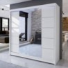 Roupeiro TALIN V com 2 portas de correr, espelho e LED (180x215x58)