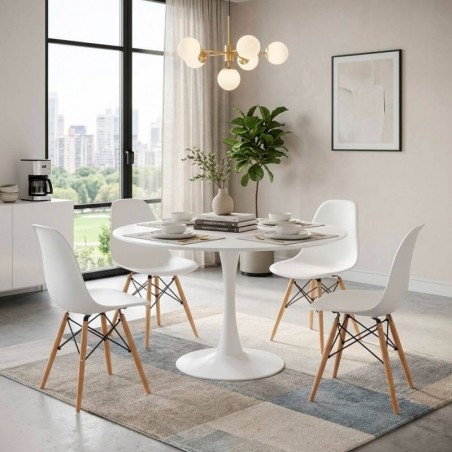 Pack Mesa de Jantar Turin + 4 Cadeiras Dinamarca (Branca)