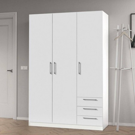 Roupeiro TECKNO com 3 portas de bater e 3 gavetas (120x200x50)
