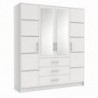 Roupeiro BALI com 4 portas de bater, 3 gavetas e espelho (196x200x58)