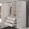 Roupeiro BALI com 4 portas de bater, 3 gavetas e espelho (196x200x58)