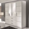 Roupeiro BALI com 4 portas de bater, 3 gavetas e espelho (196x200x58)