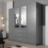 Roupeiro BALI com 4 portas de bater, 3 gavetas e espelho (196x200x58)