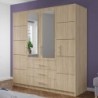 Roupeiro BALI com 4 portas de bater, 3 gavetas e espelho (196x200x58)