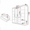 Roupeiro BALI com 4 portas de bater, 3 gavetas e espelho (196x200x58)