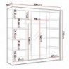 Roupeiro DERBY VI com 3 portas de correr e espelho (200x215x58)