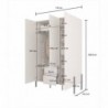 Roupeiro JUKON com 3 portas de bater e 2 gavetas (139x210x60)