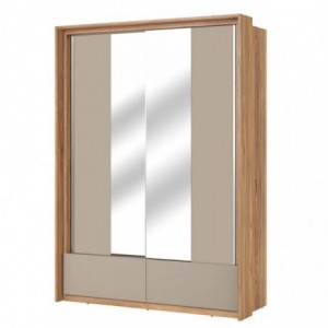 Roupeiro IMPRESSIO com 2 portas de correr, 2 gavetas e espelho (159x219x63)
