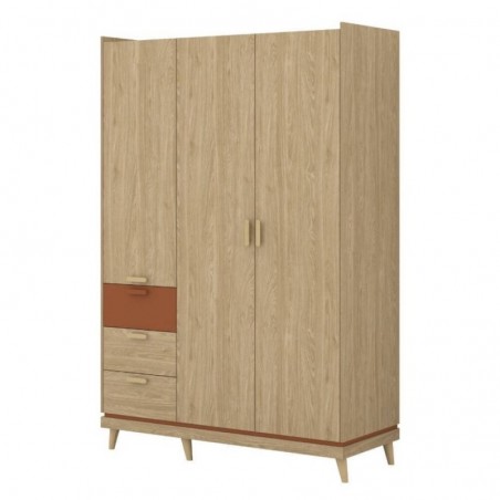 Roupeiro SCANDI com 3 portas de bater e 3 gavetas (144x215x57)
