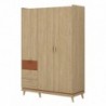 Roupeiro SCANDI com 3 portas de bater e 3 gavetas (144x215x57)