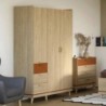 Roupeiro SCANDI com 3 portas de bater e 3 gavetas (144x215x57)