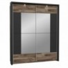 Roupeiro CLAIR com 2 portas de correr, espelho e LED (182x209x63)