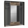 Roupeiro CLAIR com 2 portas de correr, espelho e LED (182x209x63)