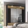 Roupeiro CLAIR com 2 portas de correr, espelho e LED (182x209x63)
