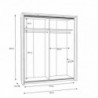 Roupeiro CLAIR com 2 portas de correr, espelho e LED (182x209x63)
