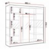 Roupeiro DERBY III com 3 portas de correr e espelho (200x215x58)
