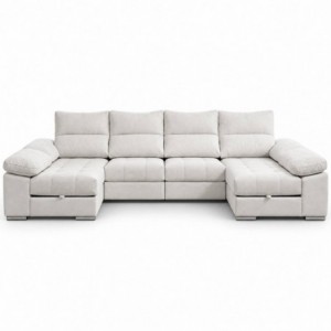 Sofá dupla chaise long GALA com cama e baú (334x170cm)