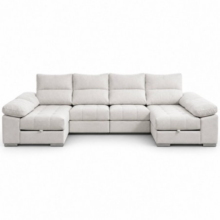 Sofá dupla chaise long GALA com cama e baú (334x170cm)
