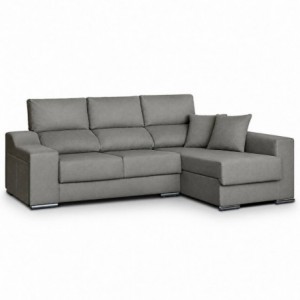 Sofá chaise long MÁLAGA com 2 lugares, baú e puffs (265x140cm)