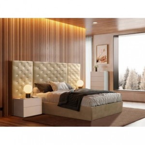 Cama Estofada de Casal Karoline C/ Cristais Swarovski + Colchão Opc.
