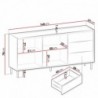 Aparador TEWOS com 2 portas e 3 gavetas (160x78x37)
