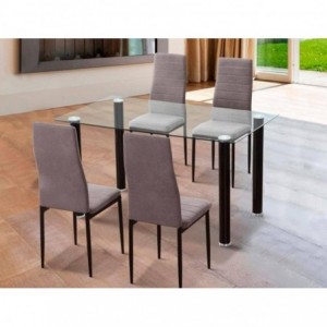 Pack Mesa de Cozinha YURI (Pernas Pretas) + 4 Cadeiras YURI (Pernas Pretas)