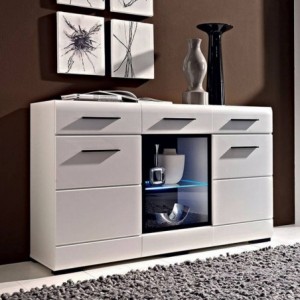 Aparador VUSHER com 3 portas, 2 gavetas e luz LED (150x93,5x45)