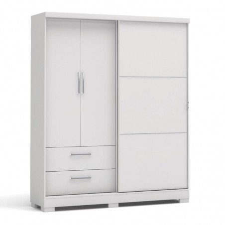 Roupeiro FLEX com 2 portas de bater, 1 porta de correr e 2 gavetas (180x218x50)