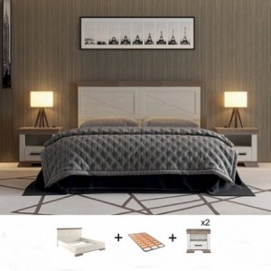 Pack Quarto Completo Marsel c/ 2 Mesas de Cabeceira + Estrado (200x160cm) Pack Quarto Completo Marsel c/ 2 Mesas de Cabeceira + Estrado (200x160cm)