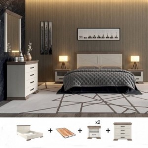 Pack Quarto Completo Marsel c/ Cómoda + Estrado (200x160cm) Pack Quarto Completo Marsel c/ Cómoda + Estrado (200x160cm)
