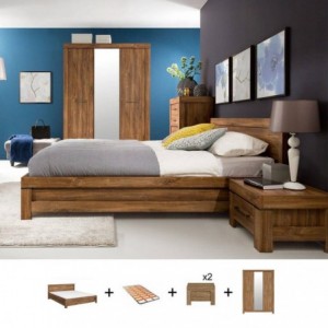 Pack Quarto Completo German c/ Roupeiro + Estrado (200x160cm) Pack Quarto Completo German c/ Roupeiro + Estrado (200x160cm)