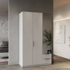 Roupeiro 3 Portas de Bater c/ Espelho + 2 Gavetas Ghost Roupeiro 3 Portas de Bater c/ Espelho + 2 Gavetas Ghost