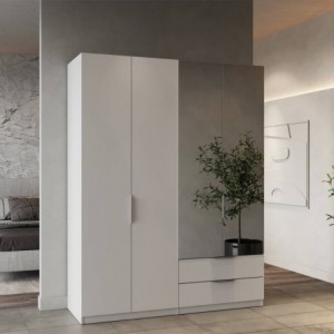 Roupeiro 4 Portas de Bater c/ Espelho + 2 Gavetas Ghost Roupeiro 4 Portas de Bater c/ Espelho + 2 Gavetas Ghost