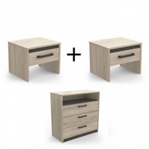 Pack 2 Mesas de Cabeceira + Cómoda Watson 2 Pack 2 Mesas de Cabeceira + Cómoda Watson 2