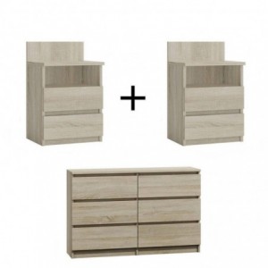 Pack 2 Mesas de Cabeceira Malwa M1 + Cómoda Malwa M6 (Sonoma) Pack 2 Mesas de Cabeceira Malwa M1 + Cómoda Malwa M6 (Sonoma)