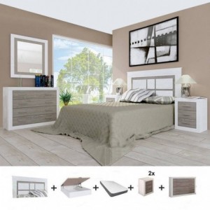 Pack Quarto Completo Lara c/ Sommier (Andersen Pino/Gris) + Colchão Premium 17HR  (190x150cm) Pack Quarto Completo Lara c/ Sommier (Andersen Pino/Gris) + Colchão Premium 17HR  (190x150cm)