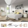Pack Quarto Completo Lara c/ Sommier (Cambria/Branco) + Colchão Premium 17HR (190x150cm)