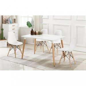 Pack Mesa Dinamarca Retangular (Branco) + 4 Cadeiras Dinamarca (Branco) Pack Mesa Dinamarca Retangular (Branco) + 4 Cadeiras Dinamarca (Branco)